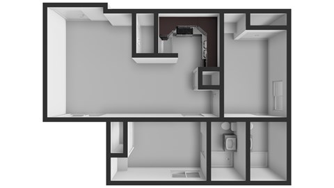 Floor plan for 2 beds, 2 baths, 840 sqft